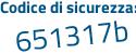 Il Codice di sicurezza è 7 continua con 2752e9 il tutto attaccato senza spazi