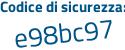 Il Codice di sicurezza è 3e68f segue 9c il tutto attaccato senza spazi