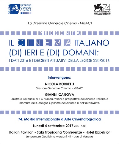 La DGC a Venezia: presentazione dei dati annuali e status lavori decreti Cinema